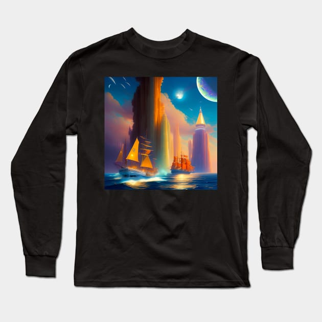 Running Beneath the Ramparts of Rolfas Long Sleeve T-Shirt by AlienVisitor